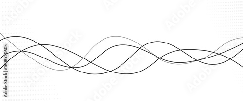 Vector black abstract wave thin curved lines graphic for design.