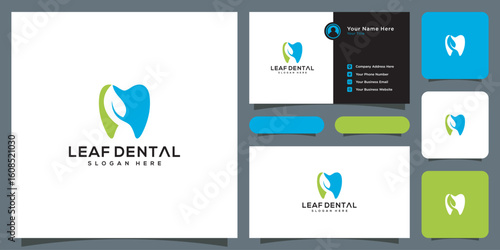 leaf dental logo vector design