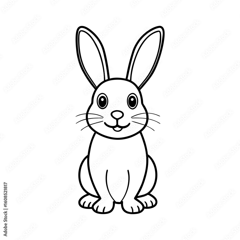 Vector art of a black and white line drawing of a rabbit isolated on white background Vector art of a black and white line drawing of a rabbit isolated on white background