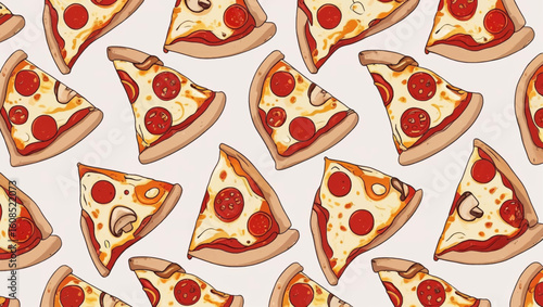 Traditional pizza pieces seamless pattern