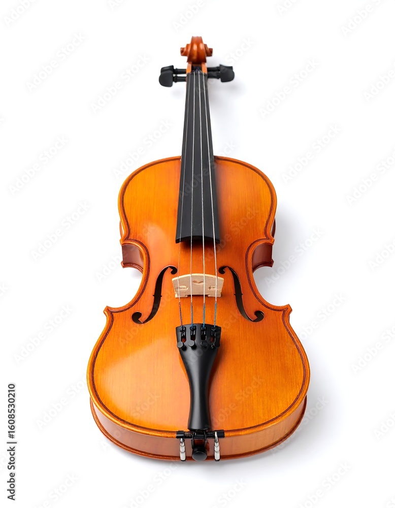 Naklejka premium Violin, classical instrument, top view