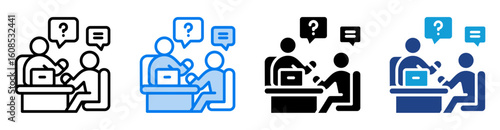 Interview icon set multiple style collection