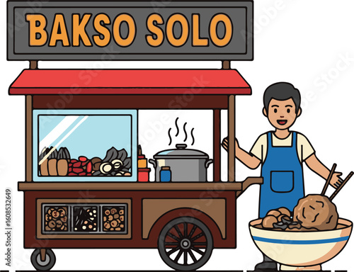 Street Food Cart Selling Bakso Solo