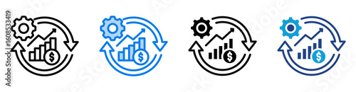 process improvement icon set multiple style collection