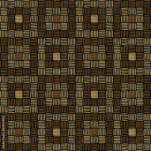 hand drawn squares of stripes. brown repetitive background. vector seamless pattern. geometric carpet. fabric swatch. wrapping paper. continuous design template for textile, home decor