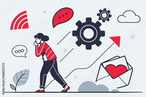 Clean and minimal technology background with dynamic curves, soft lighting, and digital network icons. Great for corporate decks or UI design templates.