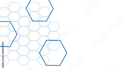 abstract background template science and technology presentation, hexagonal shape with blue and soft color. Blue bright energy flashes under hexagon in modern technology futuristic background vector