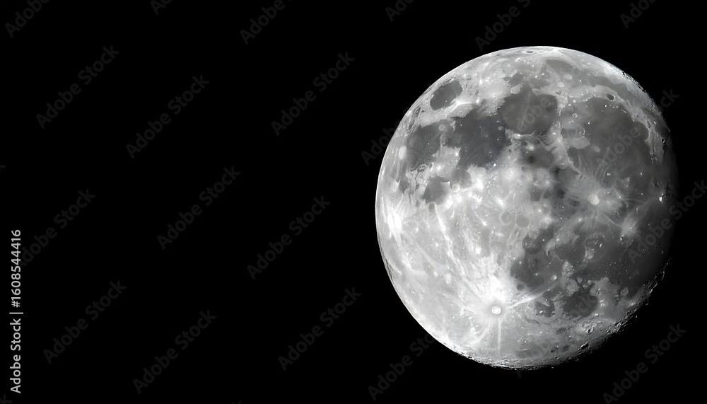 Naklejka premium Full moon, close-up view