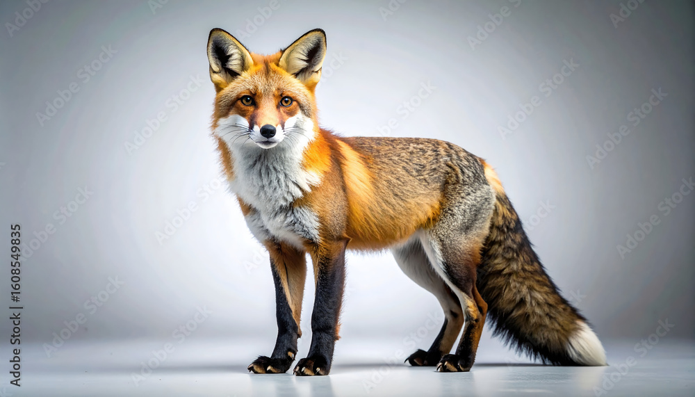 Fototapeta premium Close-Up Weasel on gray background