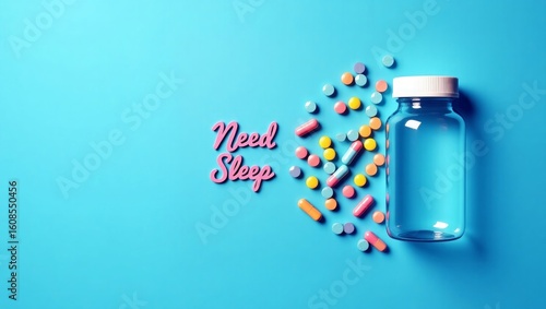 Need Sleep Concept with Medicine and Typography