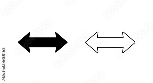 Two opposing double-headed arrows, one black filled, one white outlined, representing directional choices or options.