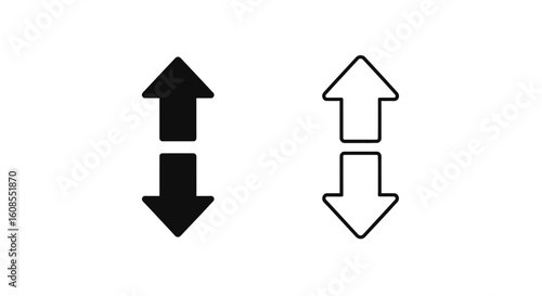 Two simple arrows indicating vertical adjustment or resizing.  One is solid black, the other is an outline.