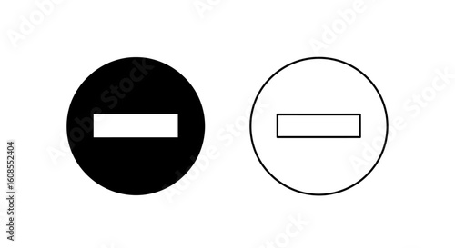 Two minimalist circular icons depicting a minus symbol, one filled, one outlined.