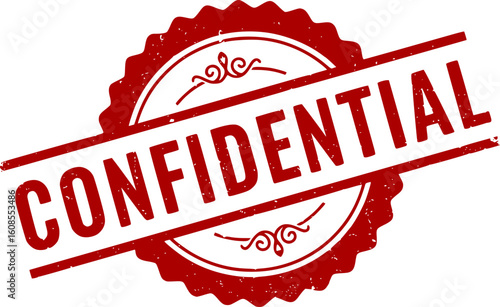 Confidential red ink rubber stamp sign symbol grunge effect vector illustration