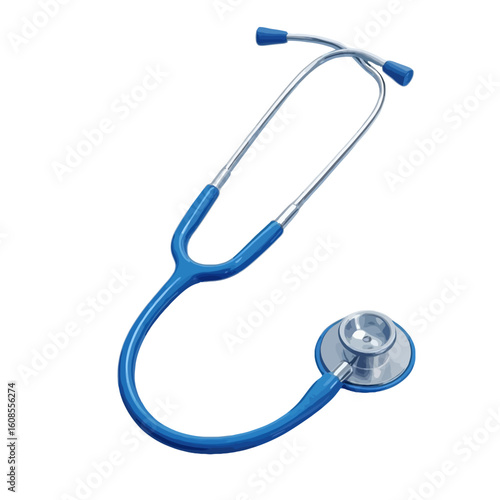 Blue medical stethoscope, an essential diagnostic tool for healthcare professionals, isolated on a white background.