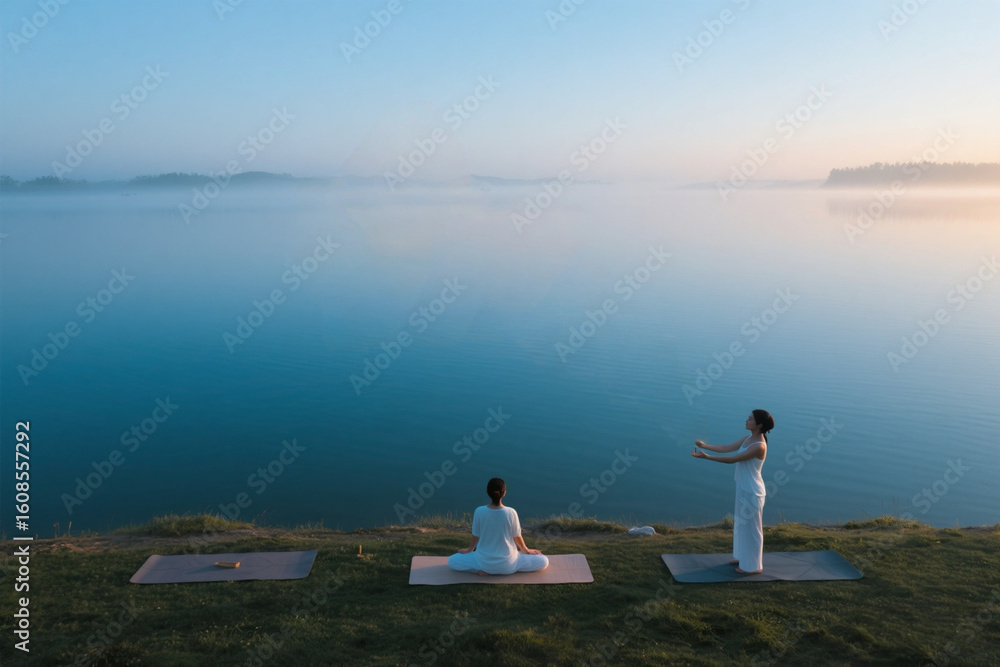 woman meditating on the beach woman meditating on the beach