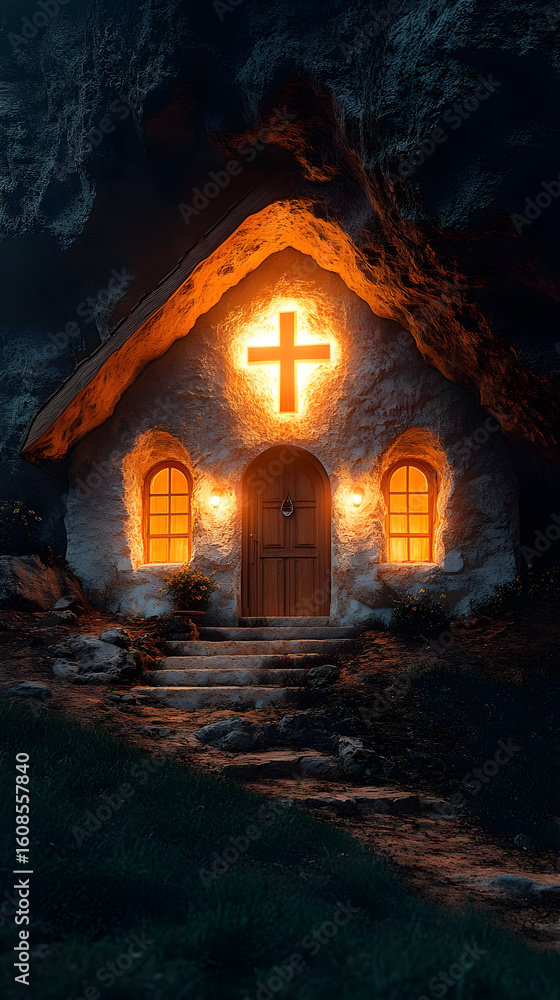 Fototapeta premium Cave Church 3D Illustration