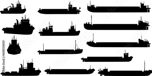 Barge silhouette vector illustration
