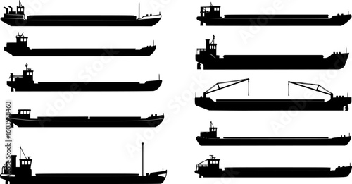 Barge silhouette vector illustration
