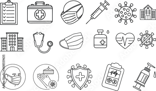 public health  line editable stroke icon set