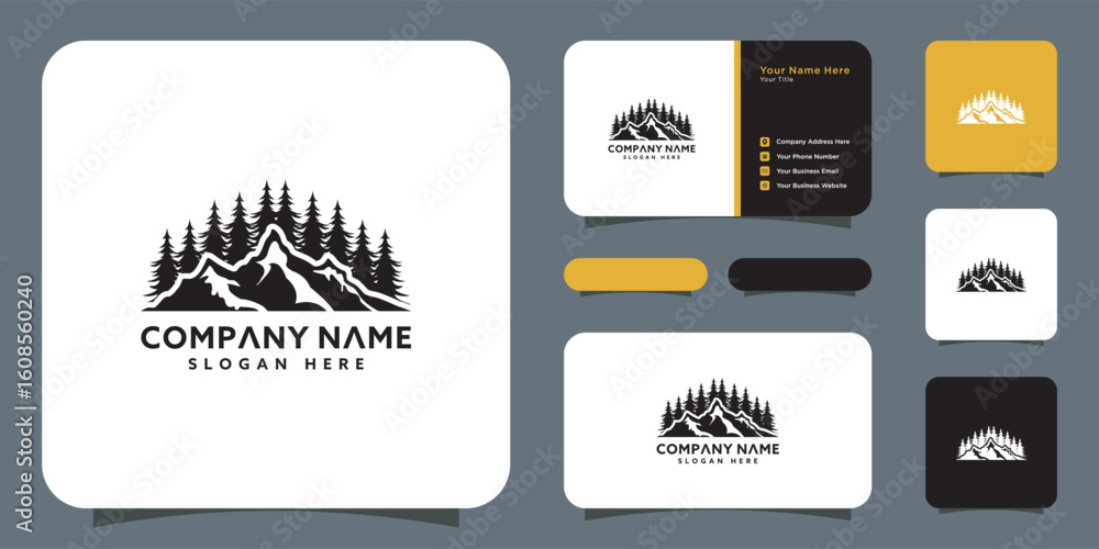 Fototapeta premium mountain logo vector design and business card