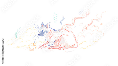 Watercolor cat illustration art print cute kitten drawing pet artwork feline sketch animal design home decor gift idea