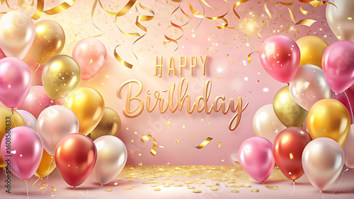 happy birthday card with balloons