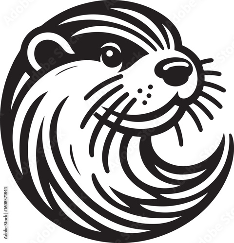 Otter head isolated on a white background. Vector illustration