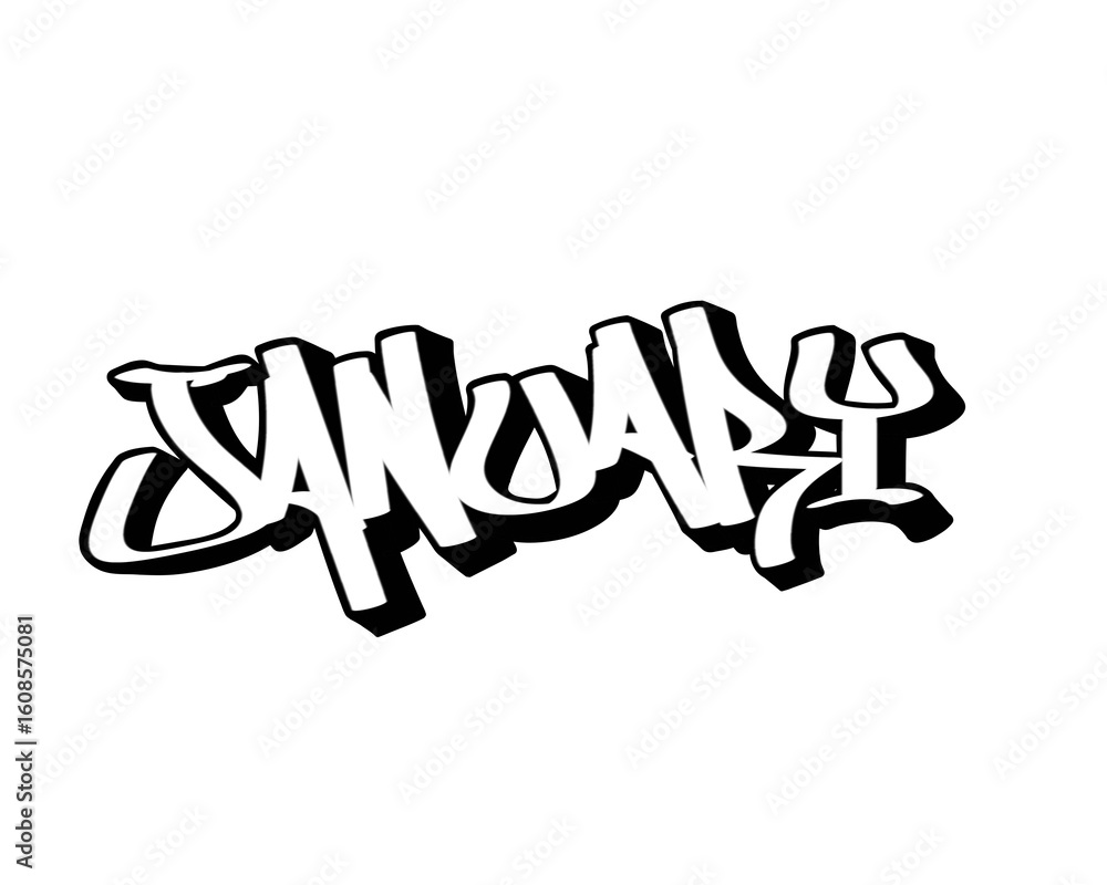 Obraz premium graffiti calligraphy letters JANUARY month's name isolated design in black and white