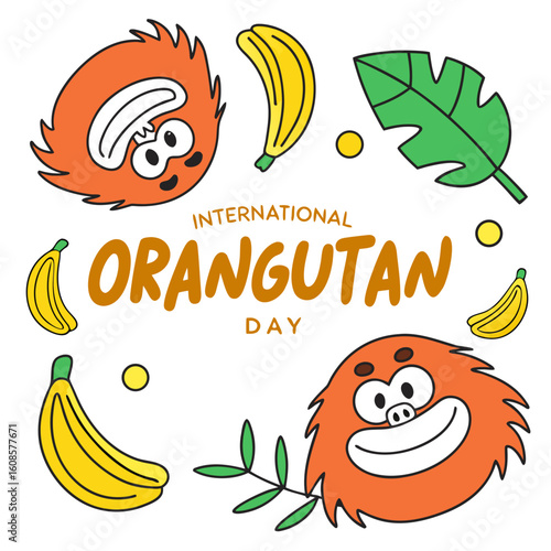 INTERNATIONAL ORANGUTAN DAY vector illustration