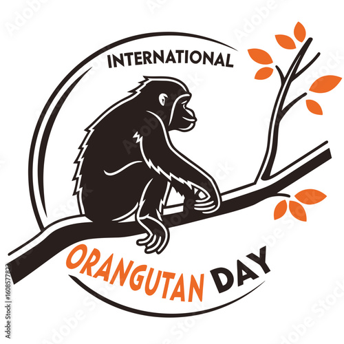 INTERNATIONAL ORANGUTAN DAY vector illustration