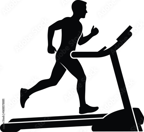Vector art of a man is running a treadmill for exercise and fitness