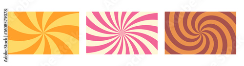 Swirl Rectangle Backgrounds Collection. Sweet Candy Spiral Backdrop. Abstract Frame for Banner and Promotion Template. 