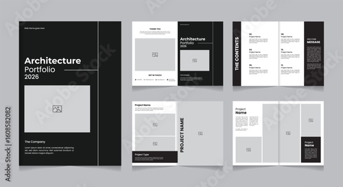 Minimal Architecture portfolio template in A4 size clean brochure layout for architects