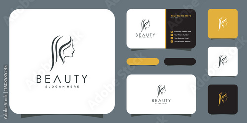 women face beauty logo vector design and business card