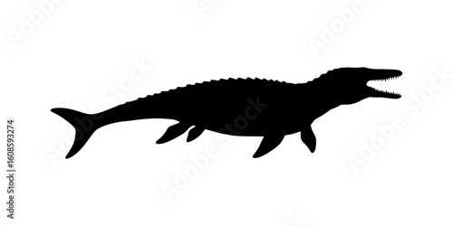 Obraz na plátně Mosasaurus silhouette vector flat illustration design.