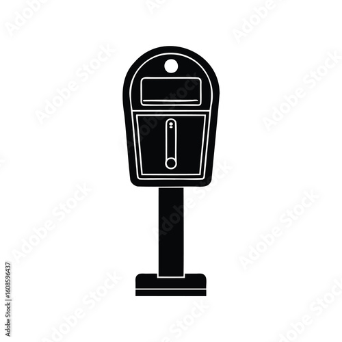 Icon of a black parking meter with white background in silhouette