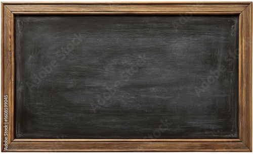 A wooden framed blackboard sign with a clean, blank surface ready for writing. Perfect for cafes, restaurants, or shops. Isolated on transparent background