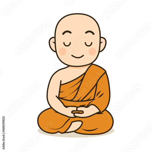 cartoon monk meditating illustration