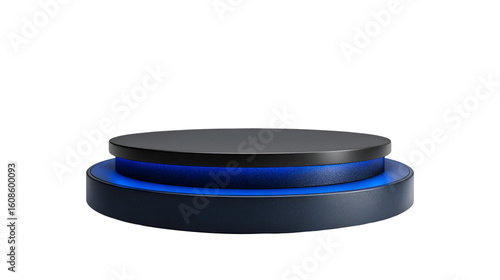 Black pedestal with blue light modern display stand