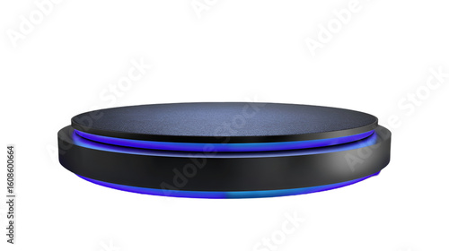 Futuristic Black Platform with Blue Neon Lights Product Display Stand