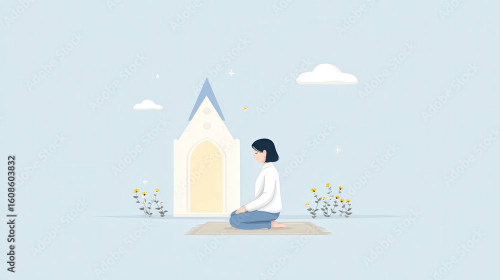 Obraz premium serene and uplifting scene illustrating power of christian prayer in enhancing mental health