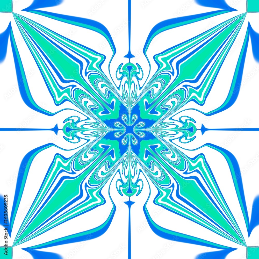 Seamless pattern with blue glazed tiles