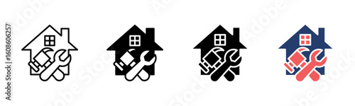 Home Renovation icon sheet multiple style collection