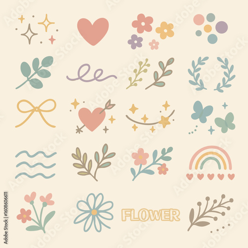 Simple Floral Decorative Elements – Vector Illustration