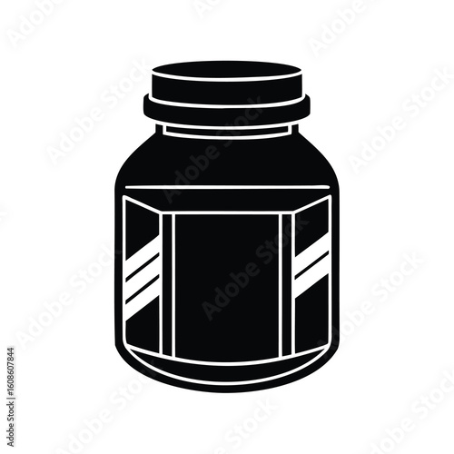 Isolated medicine bottle graphic with label for pharmaceuticals and supplements