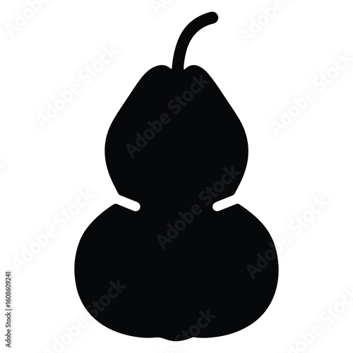 Black silhouette of a double gourd isolated on white background for design projects