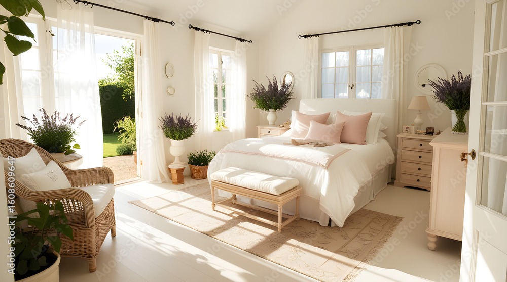 Fototapeta premium luxurious and peaceful bedroom interior design 