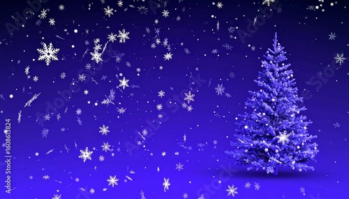 Blue Christmas tree with snowflakes