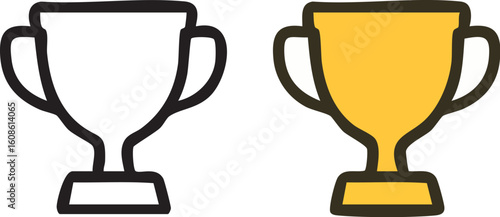 Two Trophy Icons One Gold One Outline.